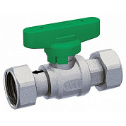 Кран шаровой 1/2",хромир. 3/4" накид.гайки (бабочка, зелен.) FAR