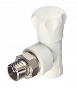 Вентиль радиаторный угловой 20 х 1/2" (НР) PP-R со сгоном VALTEC белый