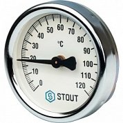 Термометр биметаллический 63 мм 120° STOUT накладной с пружиной