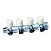 Балансировочный коллектор FAR 1" (НР-ВР) с 4 отв. 1/2" EU, хром.